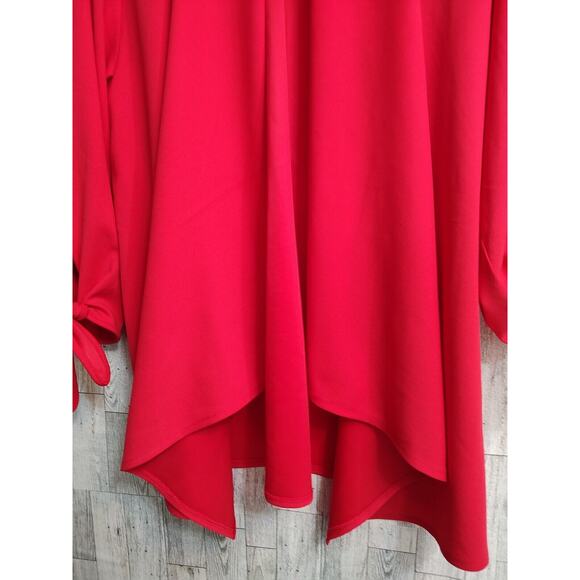 Iman Woman's City Chic Red Open front Jacket Crepe TIE Sleeves Size Medium - Picture 5 of 12